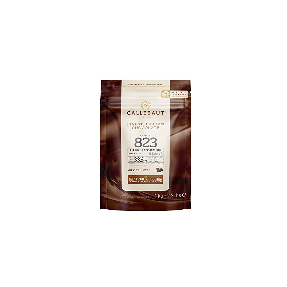 Callebaut Milk Chocolate Callets, 823-1 Kg - 33.6% Cocoa, Finest Belgian Chocolate Buttons