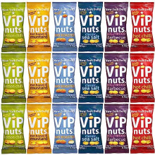 New York Delhi ViPnuts, Selection Box (18 x 63g) 6 Flavours, Hot and Lemon Chilli, BBQ, Honey and Mustard, Classic and Dry Roasted Flavoured Peanut,