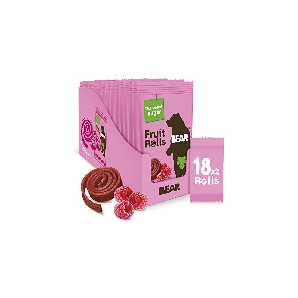 BEAR Raspberry Yoyos - Dried Fruit Rolls - Healthy Kids Snack - Vegan - 20g (18 packs)