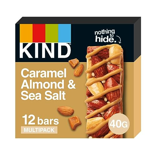 KIND Bars, Gluten Free Snack Bars, Caramel Almond and Sea Salt, 12 Bars