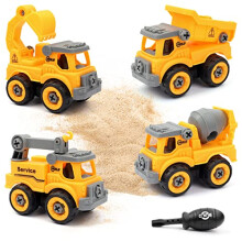 deAO Construction Tractor Truck Toy with 4 Take Apart Vehicle and Screwdriver, Play Vehicle Toy Tractors Set for 3-12 Years Old Kids Boys Girls