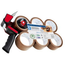 Packaging Tape Dispenser Tape Gun and 6 Rolls Strong Brown Tape Fragile Tape Clear Tape Heavy Duty Tape for Packing Boxes Moving House Essentials