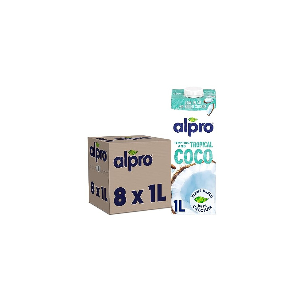 Alpro Coconut Plant-Based Long Life Drink, Vegan & Dairy Free, 1L (Pack of 8)(packaging may vary)