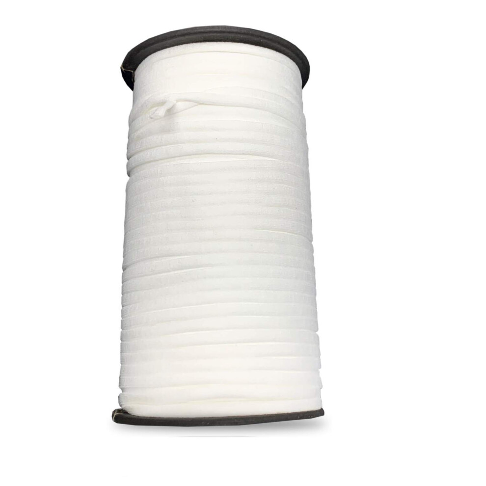 (White, 100 metres) 4mm Wide Flat Elastic Band, Soft Elastic String Braided Stretchy Strap Thin Elastic Cord for Knitting, DIY Face Cover Making, Crafting, Clothing