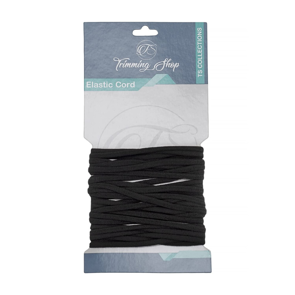 (Black, 50 metres) 5mm Wide Flat Elastic Band, Elastic String Braided Stretchy Strap Thin Elastic Cord for Knitting, DIY Face Cover Making, Crafting, Clothing