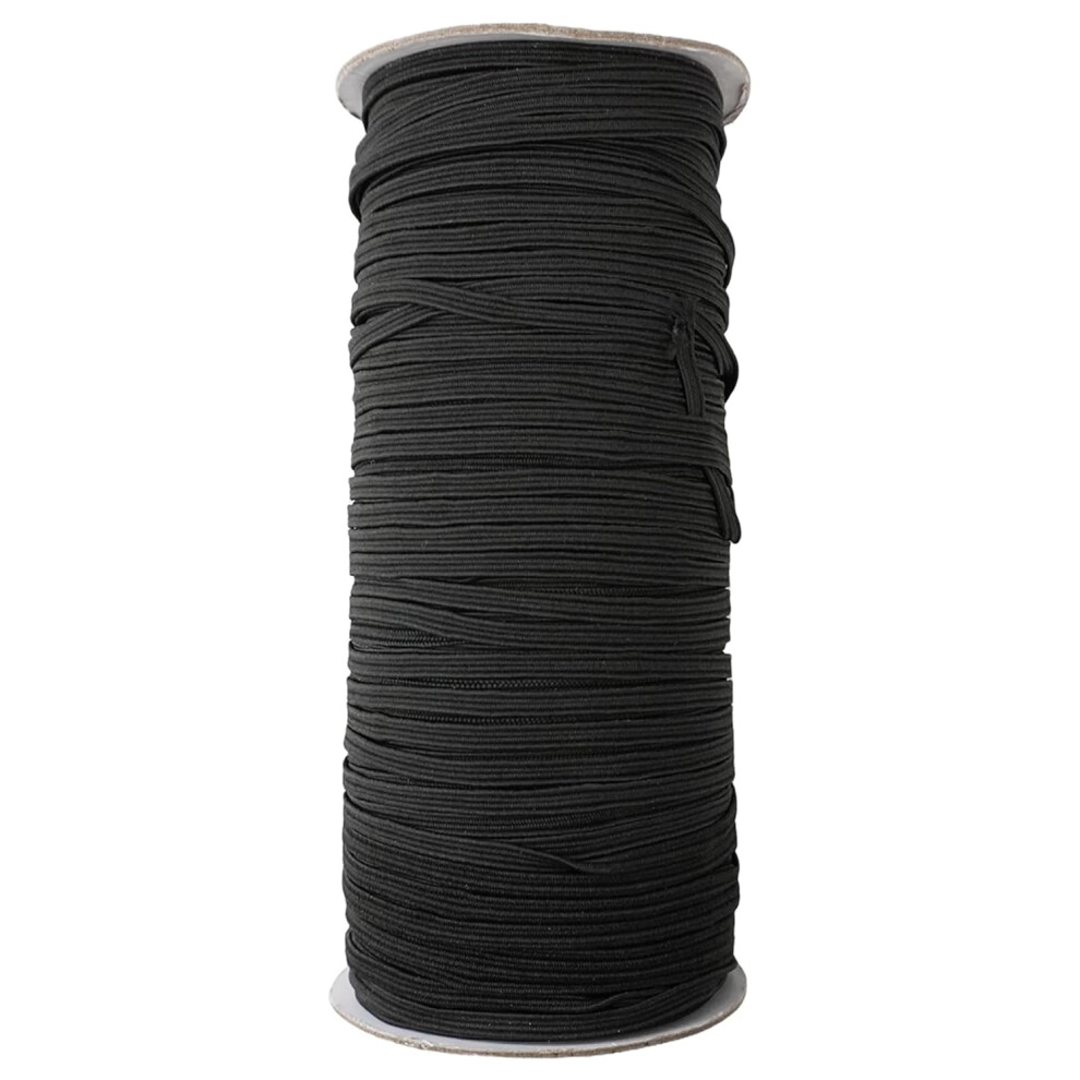 (Black, 6mm x 100 metres) Elastic Cord Smooth & Stretchable String Rope Elastic Band for DIY Crafting, Sewing, Haberdashery, Dressmaking, Clothing