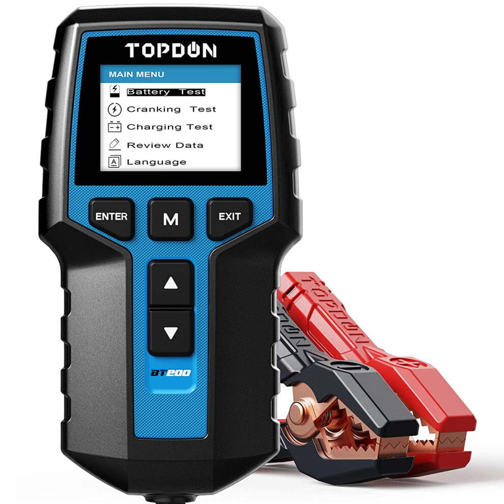 Topdon Car Battery Tester Bt200 12V 24V100-2000Cca Automotive Alternator Tester Charging Cranking System