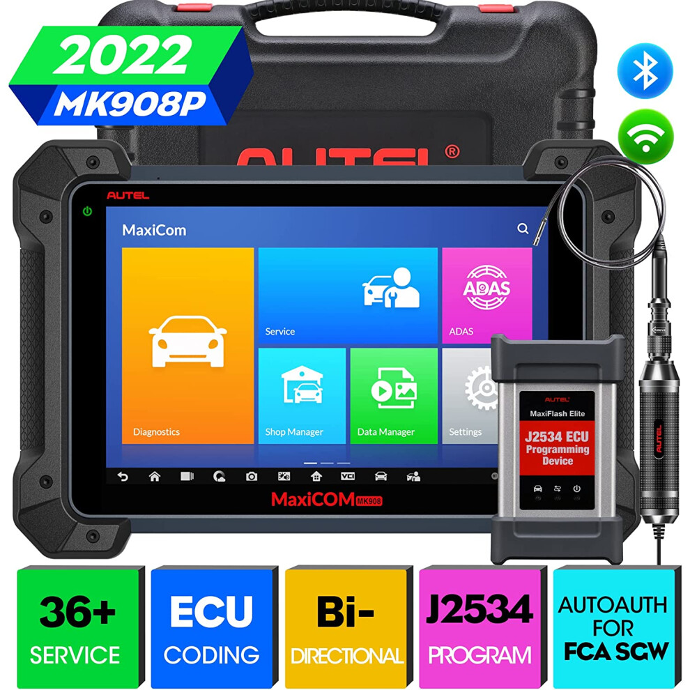 Autel MaxiSys MK908P Car Diagnostic Scanner Tool J2534 Programming Key Coding with MaxiVideo MV105