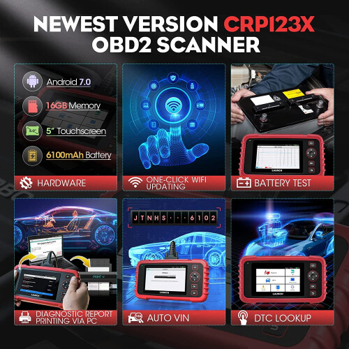 Valise Diagnostic Auto - LAUNCH - CRP123X V3.0 - 7 Réinitialisations - Écran Tactile 5' - OBD2 Français 1