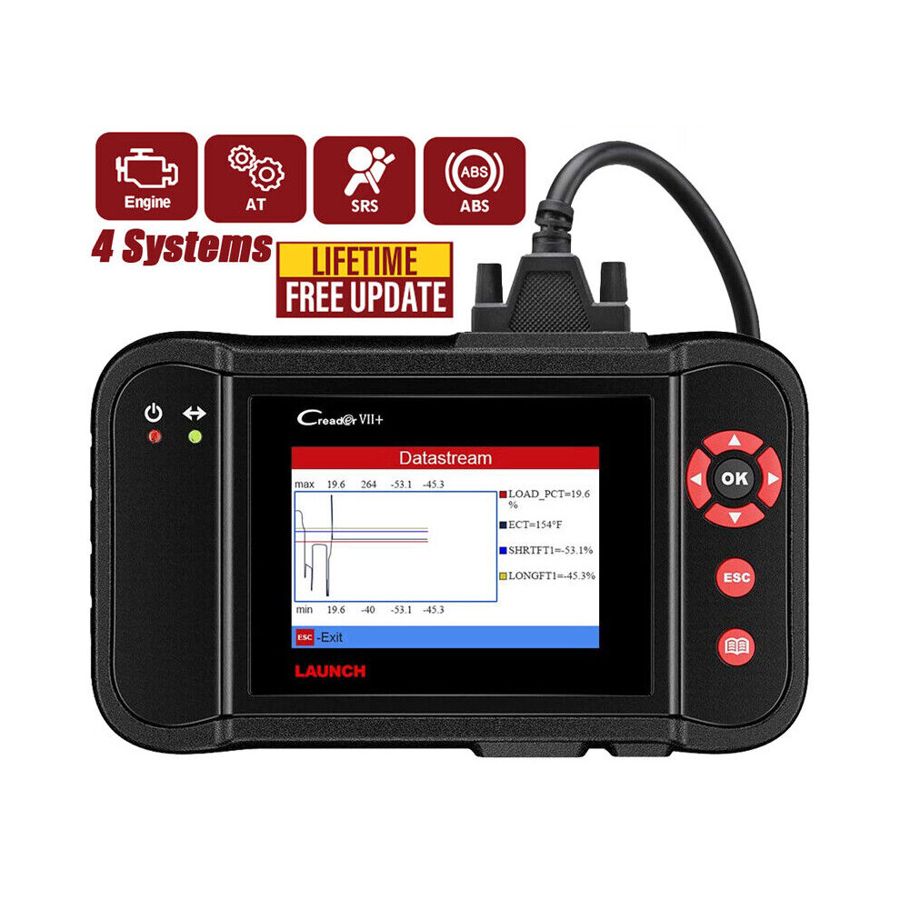 Launch X431 Creader VII+ (CRP123) OBD2 Scanner EOBD Car Diagnostic Code Reader Testing Engine/Transmission/ABS/Airbag