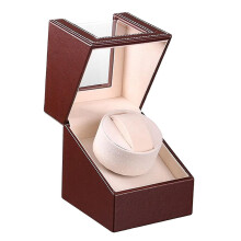 (Brown) Automatic Single Watch Winder Quiet Motor Jewelry Storage Winding Box Watch Case For Men Women Wristwatch Bedroom Single Watch