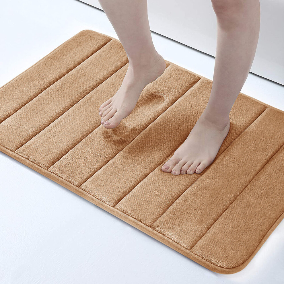 (50 x 80 cm, Beige) Non Slip Shower Bath Mats Memory Foam Bathroom Rug