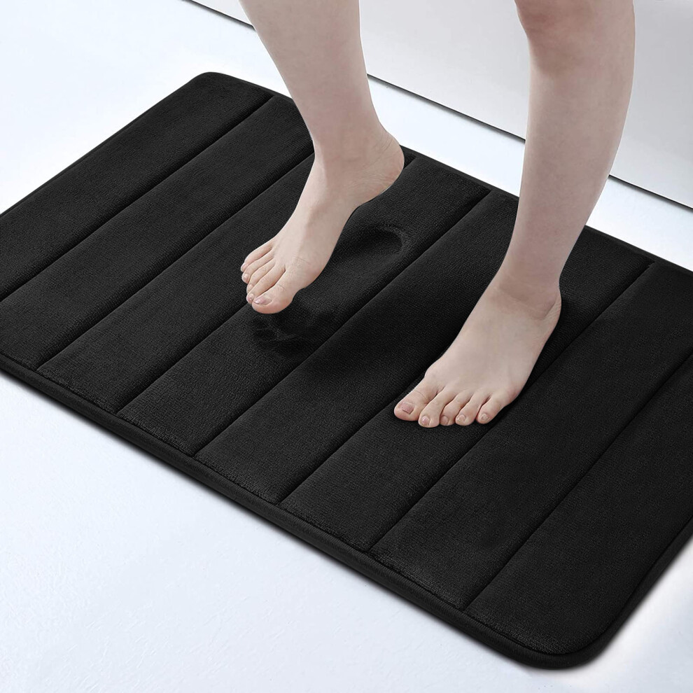 (50 x 80 cm, Black) Non Slip Shower Bath Mats Memory Foam Bathroom Rug