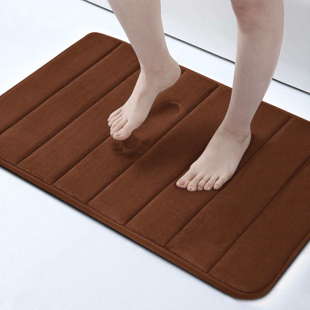 (40 x 60 cm, Brown) Non Slip Shower Bath Mats Memory Foam Bathroom Rug