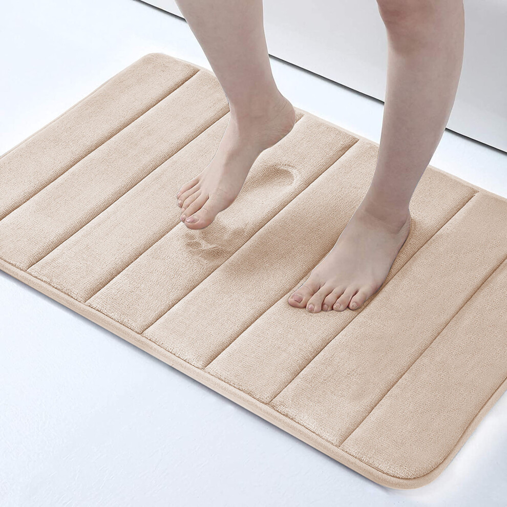 (40 x 60 cm, Cream) Non Slip Shower Bath Mats Memory Foam Bathroom Rug