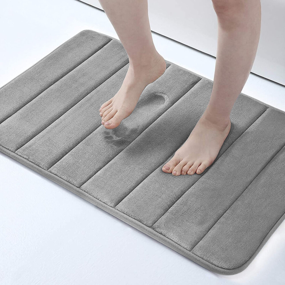 (50 x 80 cm, Grey) Non Slip Shower Bath Mats Memory Foam Bathroom Rug