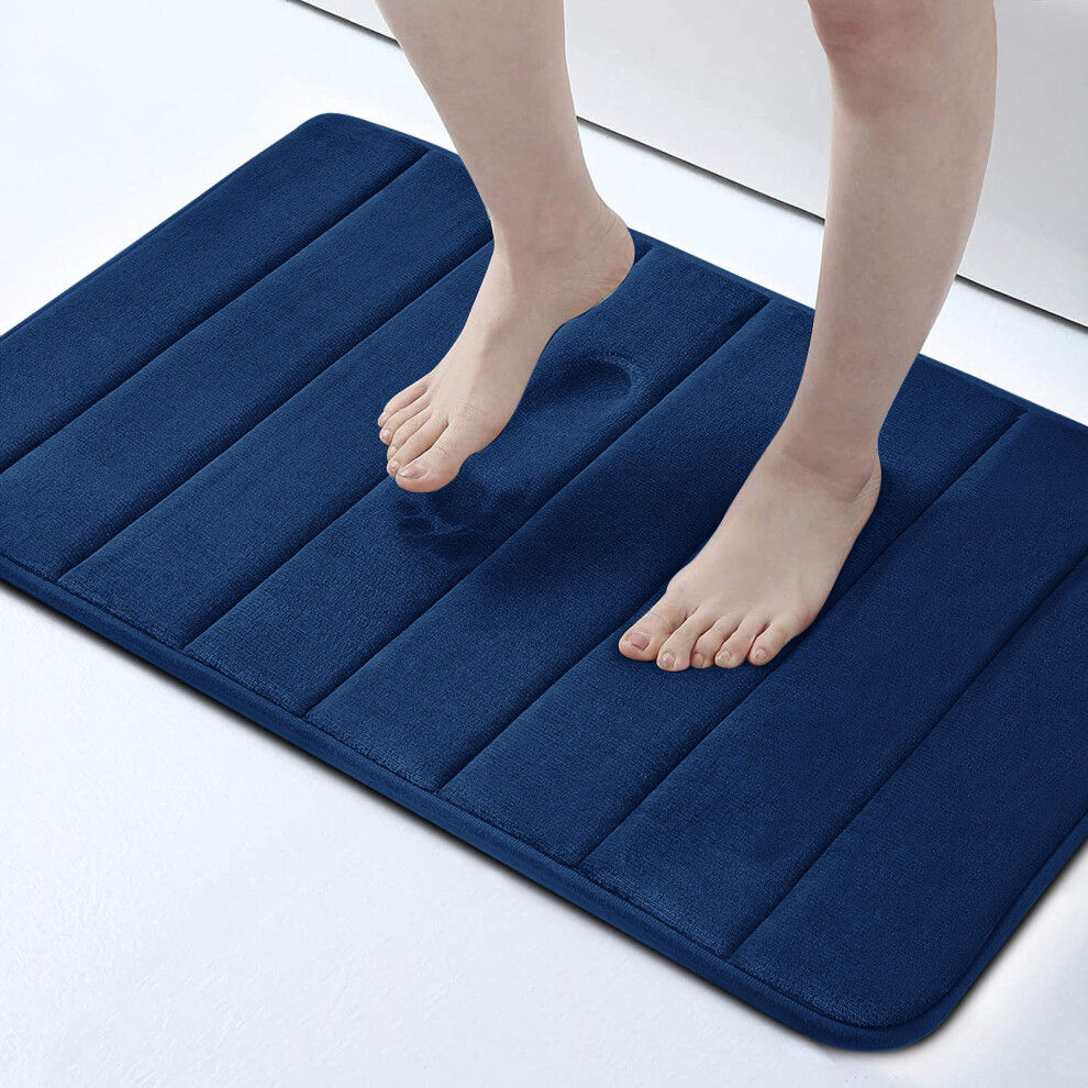 (50 x 80 cm, Navy) Non Slip Shower Bath Mats Memory Foam Bathroom Rug