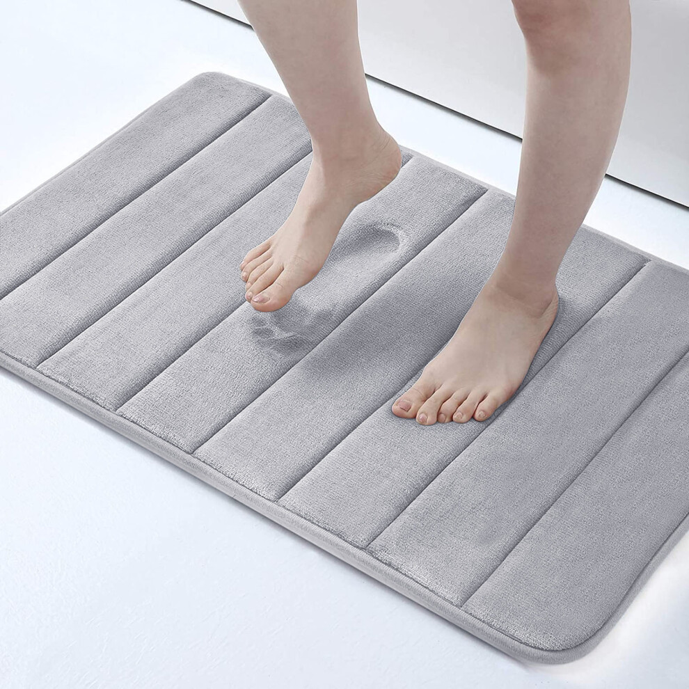 (50 x 80 cm, Silver) Non Slip Shower Bath Mats Memory Foam Bathroom Rug