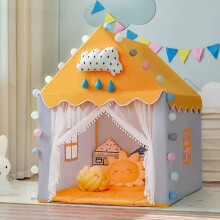 (yellow) 1.35M Large Children Toy Tent Wigwam Folding Kids Tent Tipi Baby Play House