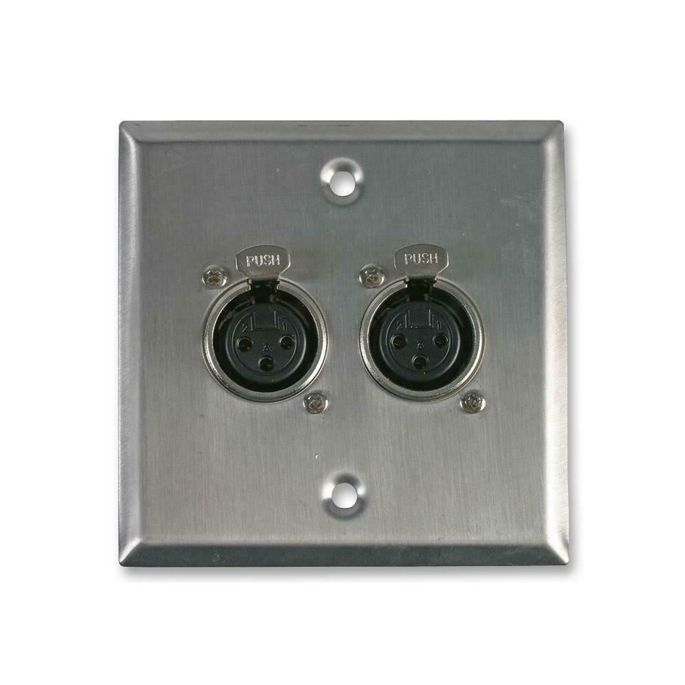 Stainless Steel Av Multimedia Wallplate Face Plate With 2 X 3 Pin Female Xlr Plug Socket 5055329062760