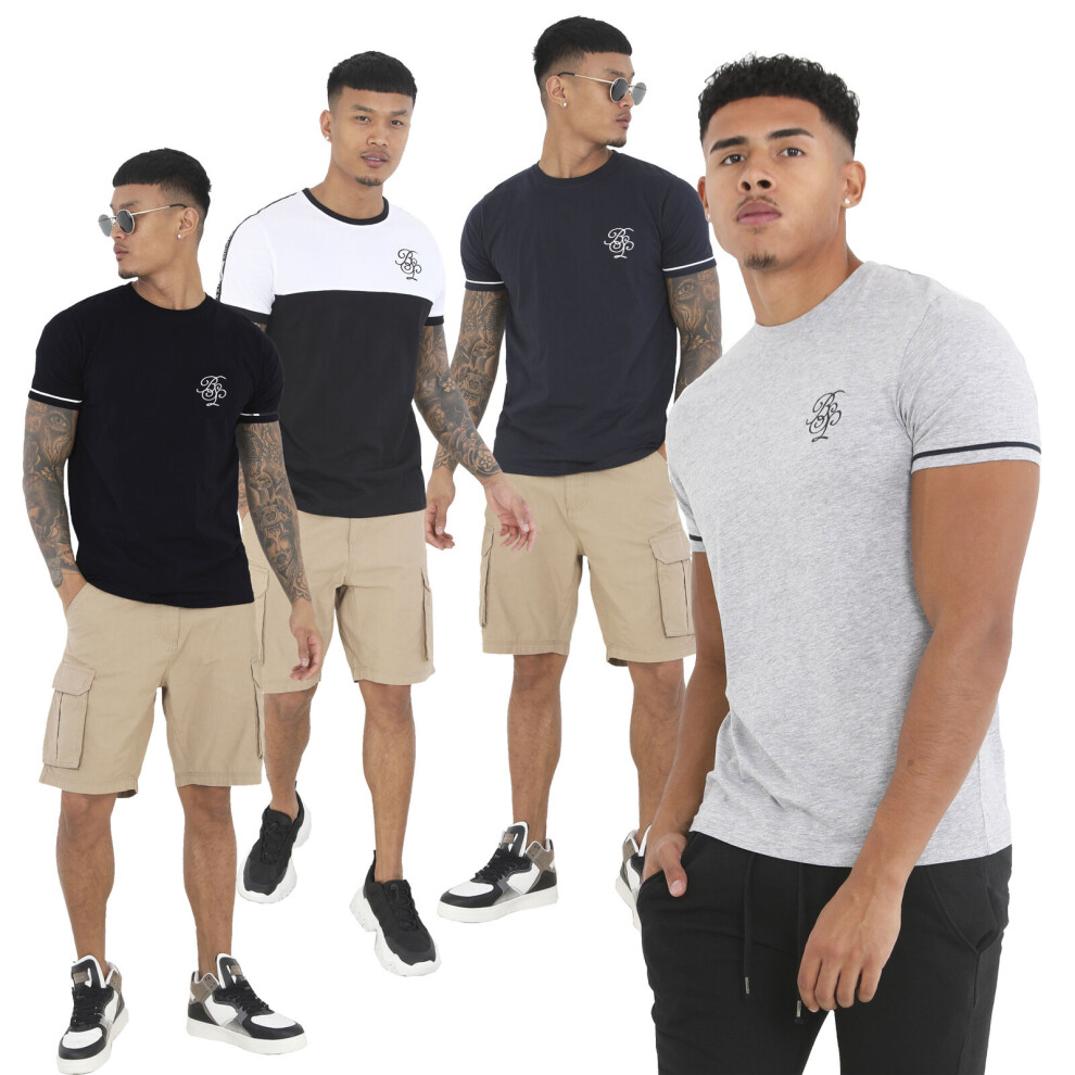 (Black, Rollo, S) Mens Brave Soul Short Sleeve Casual Cotton Crew Neck T-Shirt