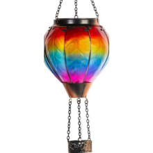(A) Solar LED Red Or Rainbow Hot Air Balloon Hanging Outdoor Garden Lantern Light