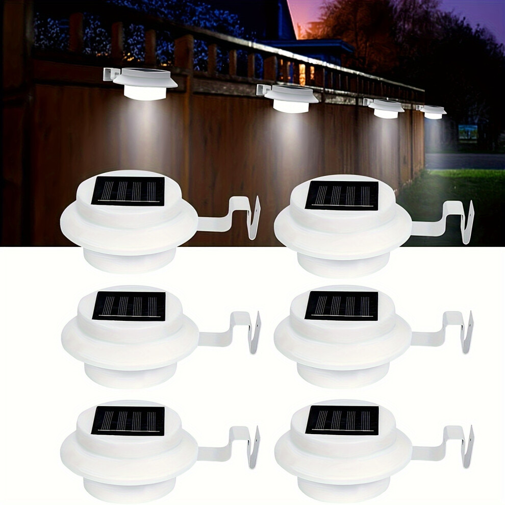 (White Light) 6 Packs Solar Sink Lights Outdoor, 3 LED Fence Lights