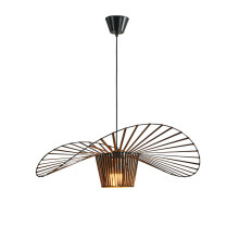 (Brown boby, D100cm) Nordic Personality Art Straw Hat Chandelier Simple Style