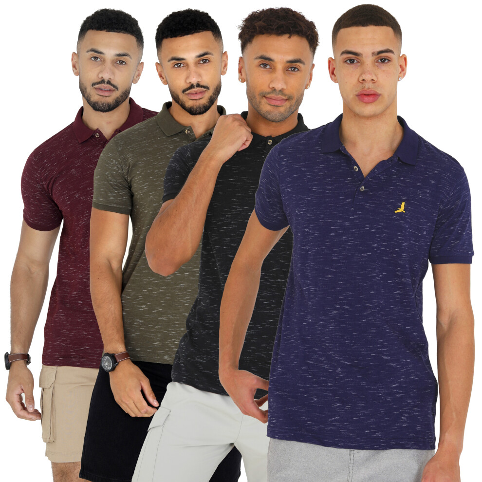 (Black, Short Sleeve Polo Sears, L) Men's Brave Soul Short Sleeve Polo Shirt Printed Button Collared Casual Sports Top