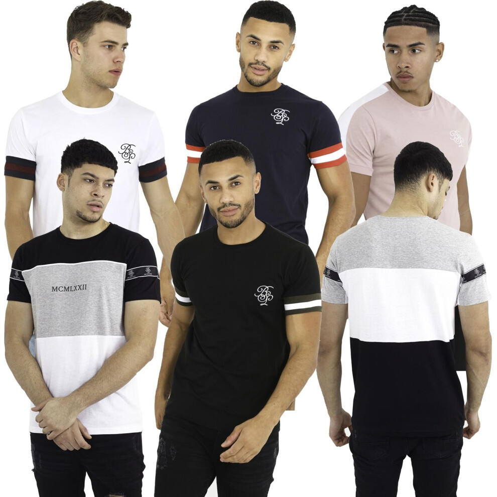 (Black, Drummond, S) Mens Brave Soul Short Sleeve Cotton Crew Neck T-Shirts Holiday Gym Top