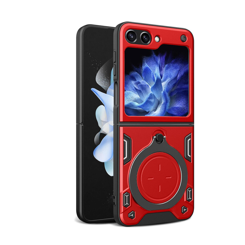 (Red) Magnetic Case For Galaxy Z Flip 5 Case With Kickstand, Compatible With Magsafe Vehicle Mount, Screen Red 5413368031725