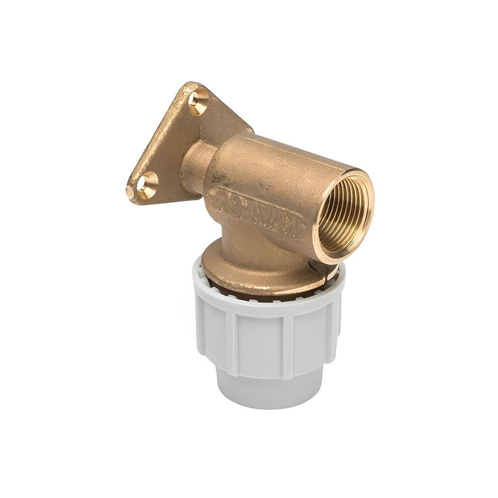 Plasson Compression Brass Wall Plate Elbow - 20Mm X 1/2" Bsp 7296173950157