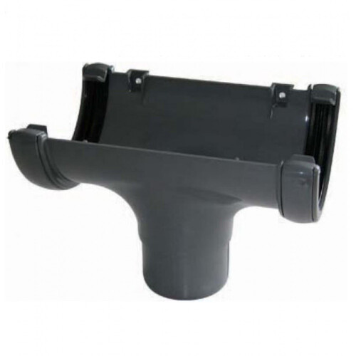 FloPlast Grey Half Round Gutter Running Outlet - 112mm 1