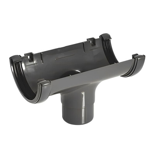 FloPlast Grey Half Round Gutter Running Outlet - 112mm 2