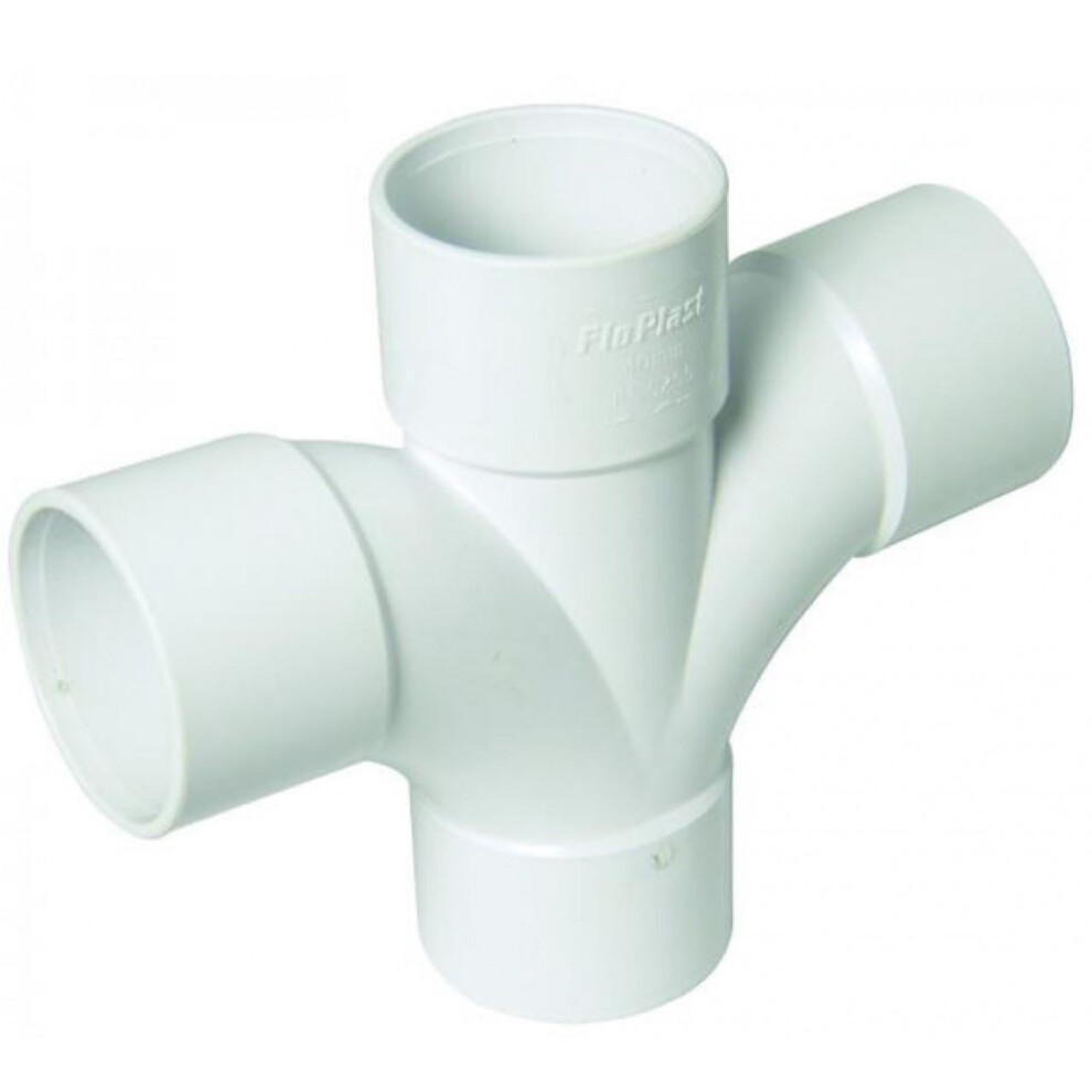 Floplast Abs Solvent Weld 92.5 Degree Cross Tee 40Mm White - Grey - Image 5