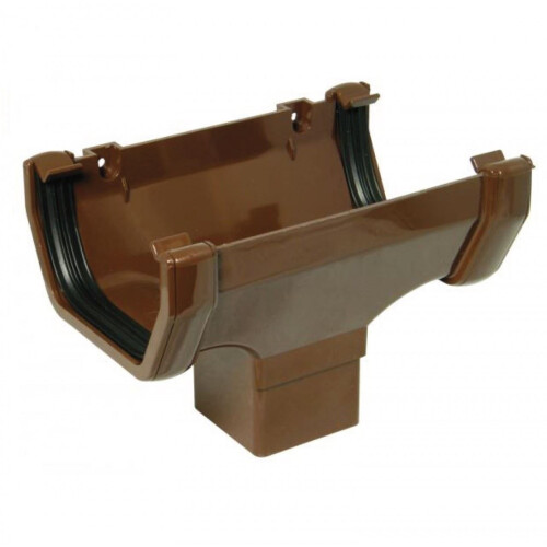 FloPlast Brown Square Gutter Running Outlet - 114mm 1