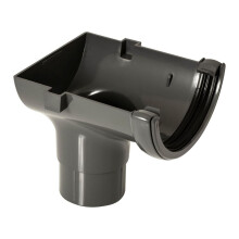 FloPlast Grey Half Round Gutter Stop End Outlet - 112mm