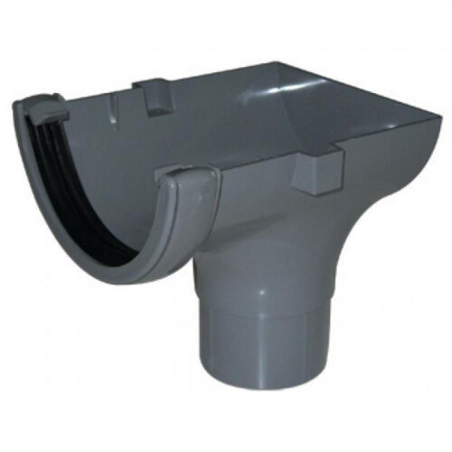 FloPlast Grey Half Round Gutter Stop End Outlet - 112mm 1