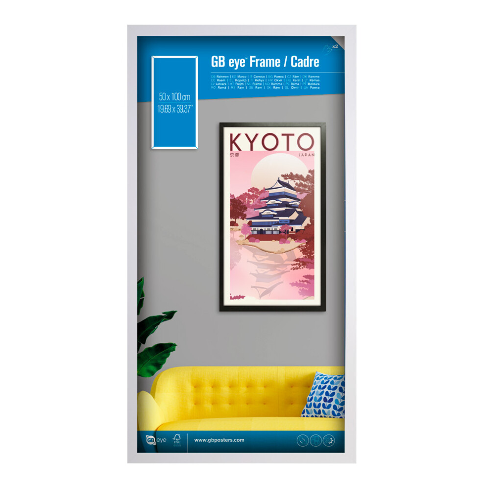 GB Eye Contemporary Wooden White Picture Frame - 50 x 100cm