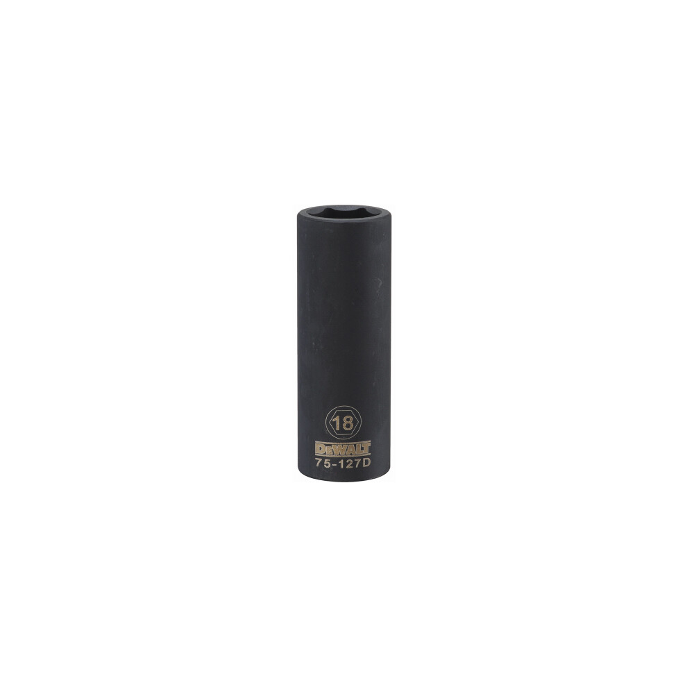 Metric Deep Impact Socket, 6-Point, Black Oxide, 1/2-In. Drive, 18mm DWMT75127OSP