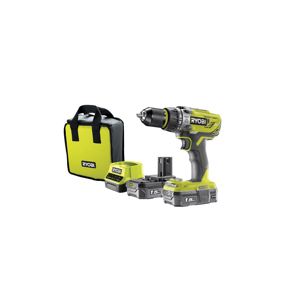 Ryobi ONE+ Compact Combi Drill Kit (2x 1.5Ah) 18V R18PD31-215S