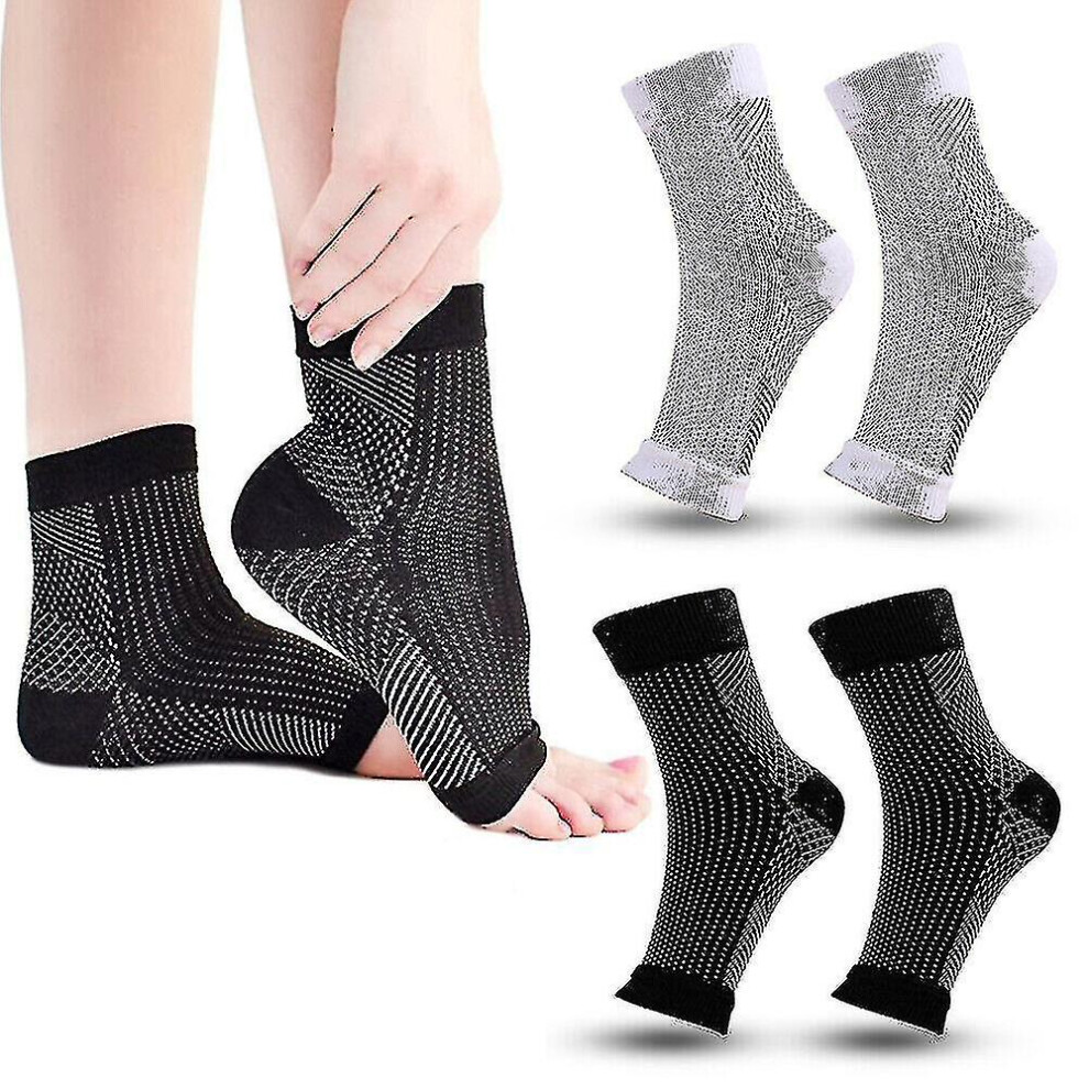 Black/White (M) Plantar Fasciitis Compression Socks 4 Pairs Foot Compression Sleeves