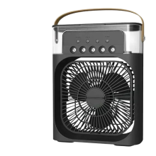(Black) 3 In 1 Fan Household Small Air Cooler LED Light