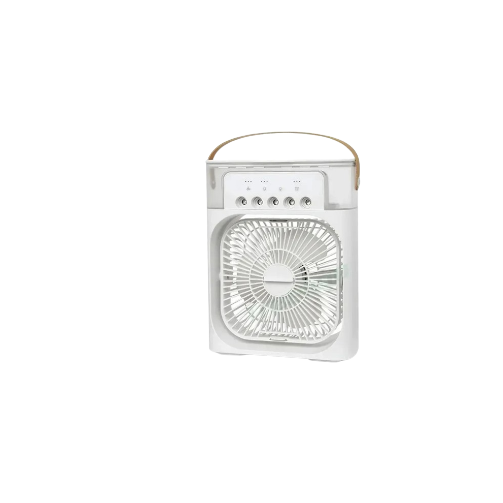 (WHITE) 3 In 1 Fan Household Small Air Cooler LED Light