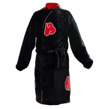 (Naruto itachi, L) Akatsuki Robe Cosplay Bathrobe Fleece Warm Nightgown Robe Men Winter Coat Sleepwear Christmas Gift