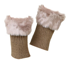 (Women's Winter Leg Warmer Knit Faux Fur Trim Boot Toppers Cuffs Footless Socks Fg) Women's Winter Leg Warmer Knit Faux Fur Trim Boot Toppers Cuffs Footless Socks Fg