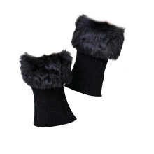 (Women's Winter Leg Warmer Knit Faux Fur Trim Boot Toppers Cuffs Footless Socks Fg) Women's Winter Leg Warmer Knit Faux Fur Trim Boot Toppers Cuffs Footless Socks Fg