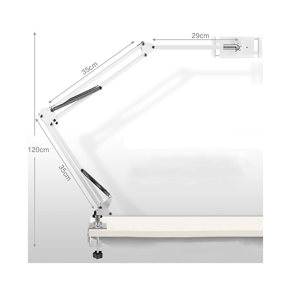 (, 120Cm) Adjustable Foldable Tablet Holder For Bed Desk 360 Degree Rotation For Iphone Ipad Tablet White 5413368057787