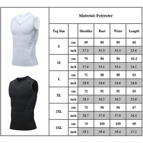 (Black 2, XL) Men Ionic Shaping Vest, Comfortable 1