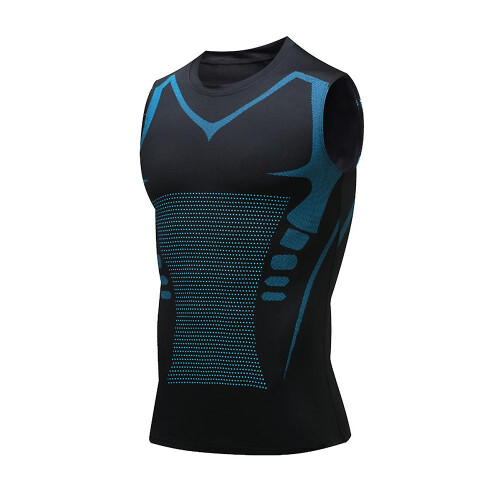 (Black 2, XL) Men Ionic Shaping Vest, Comfortable